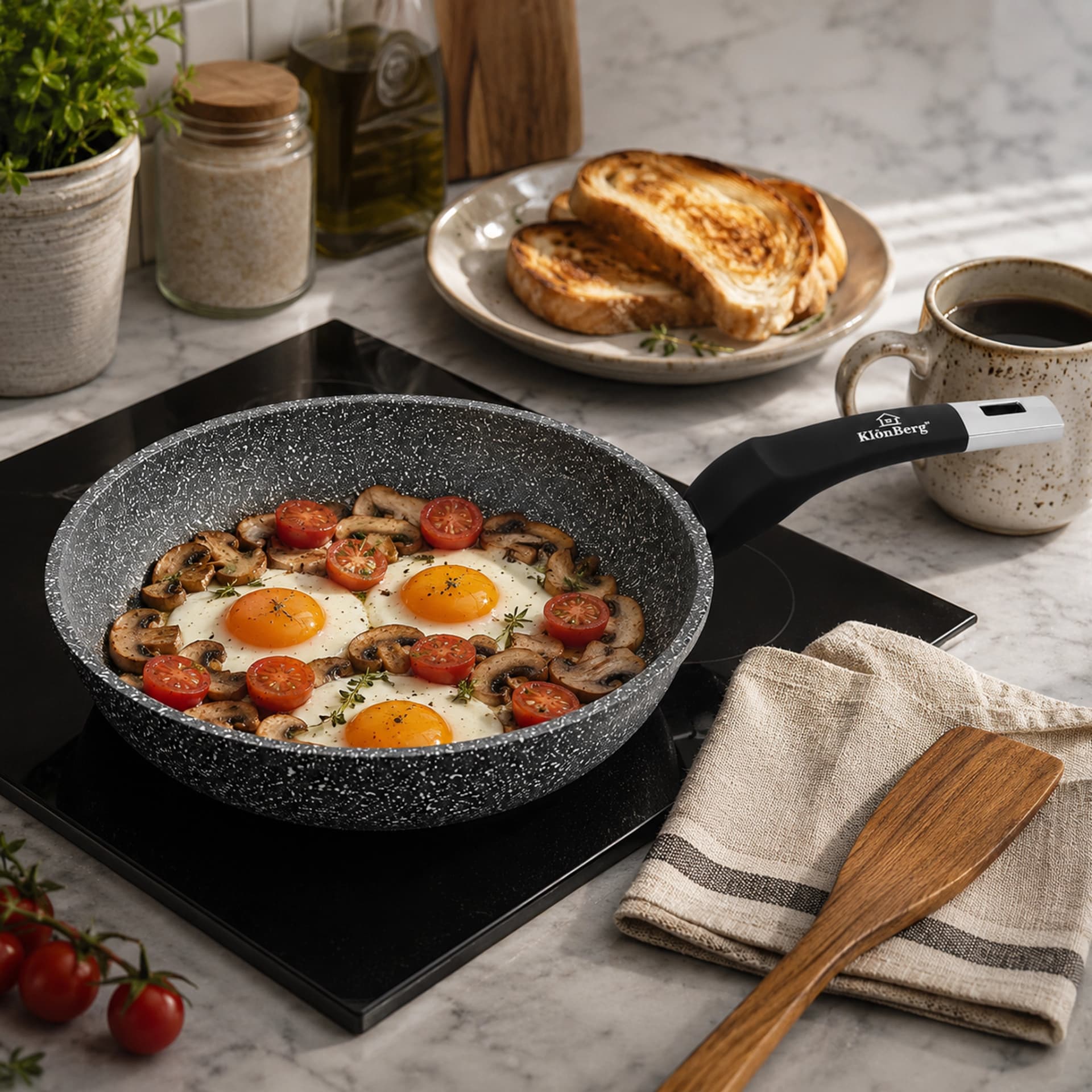 products.photoOf Fry Pan 24CM Grey Granite Nonstick Finish KB-8634