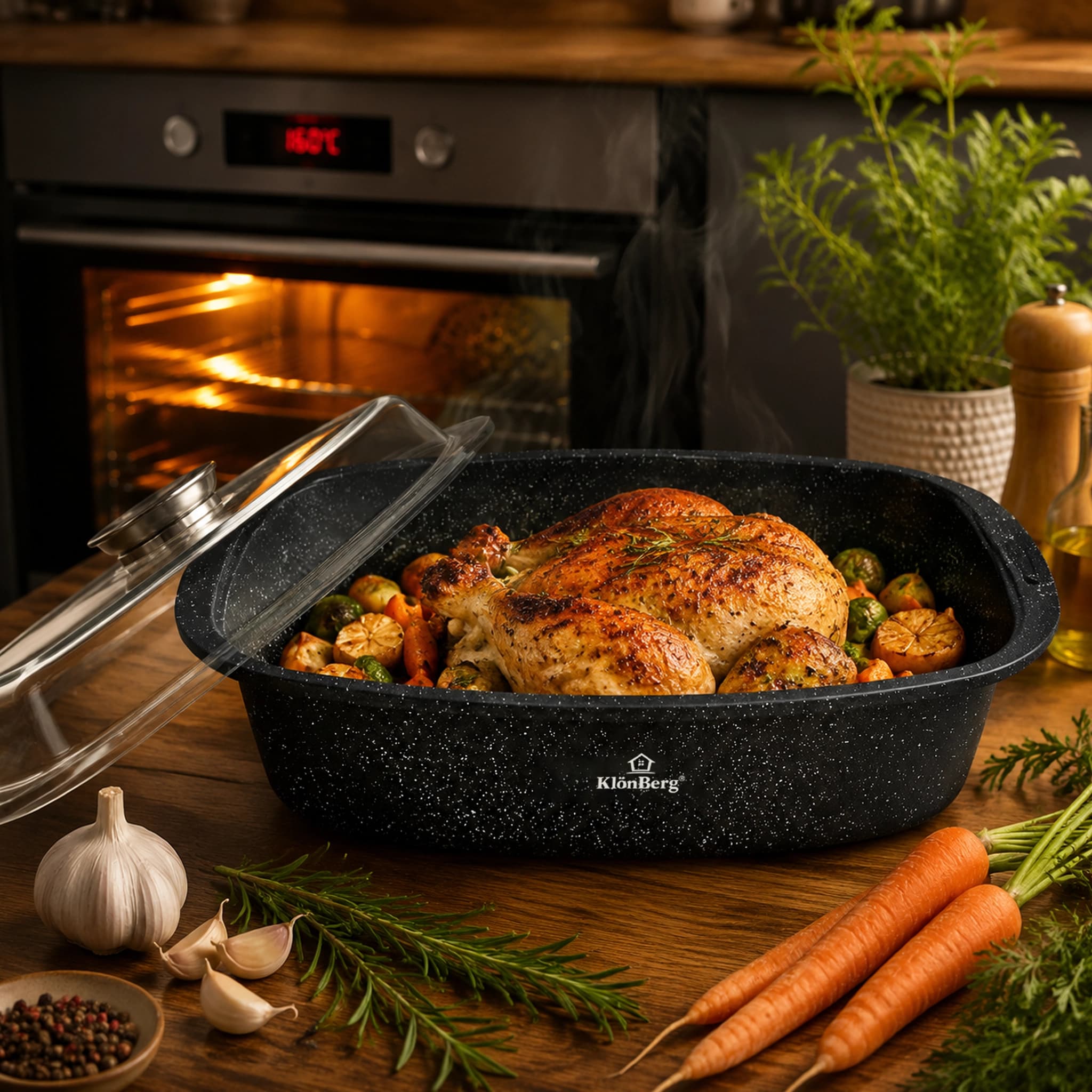 products.photoOf Roasting Pan With Lid 32 Cm Nonstick Ceramic Coating, Black KB-4030