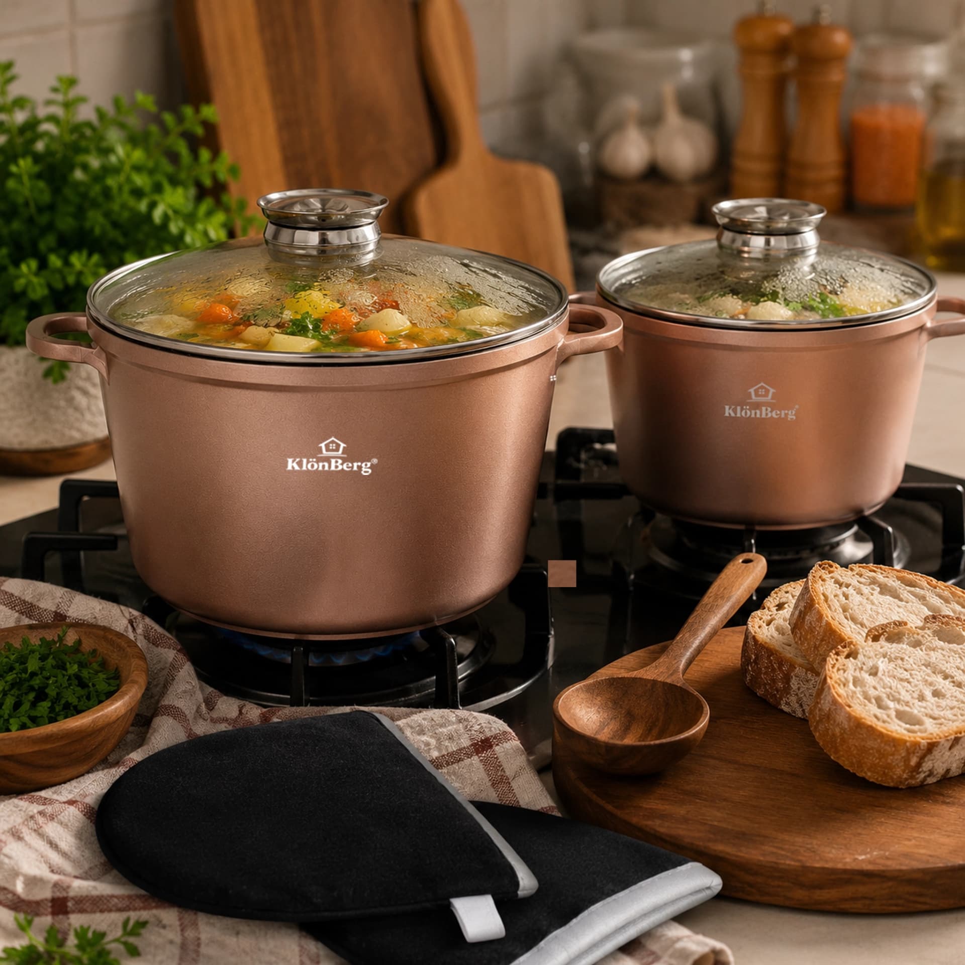 products.photoOf Cast Aluminum Nonstick Cookware Set 4PCS with Tempered Glass Lids KB-4225