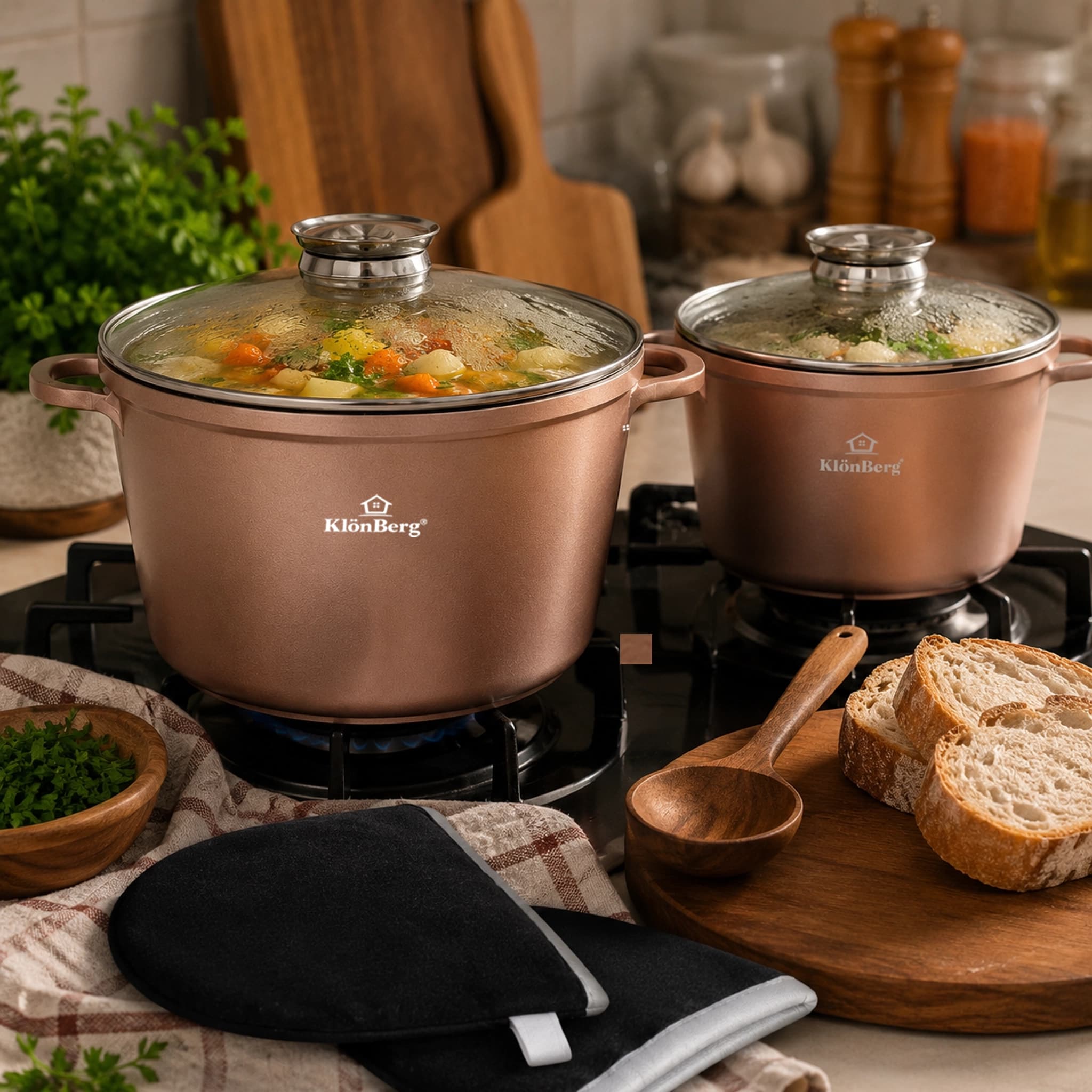 products.photoOf Cast Aluminum Nonstick Cookware Set 4PCS with Tempered Glass Lids KB-4225