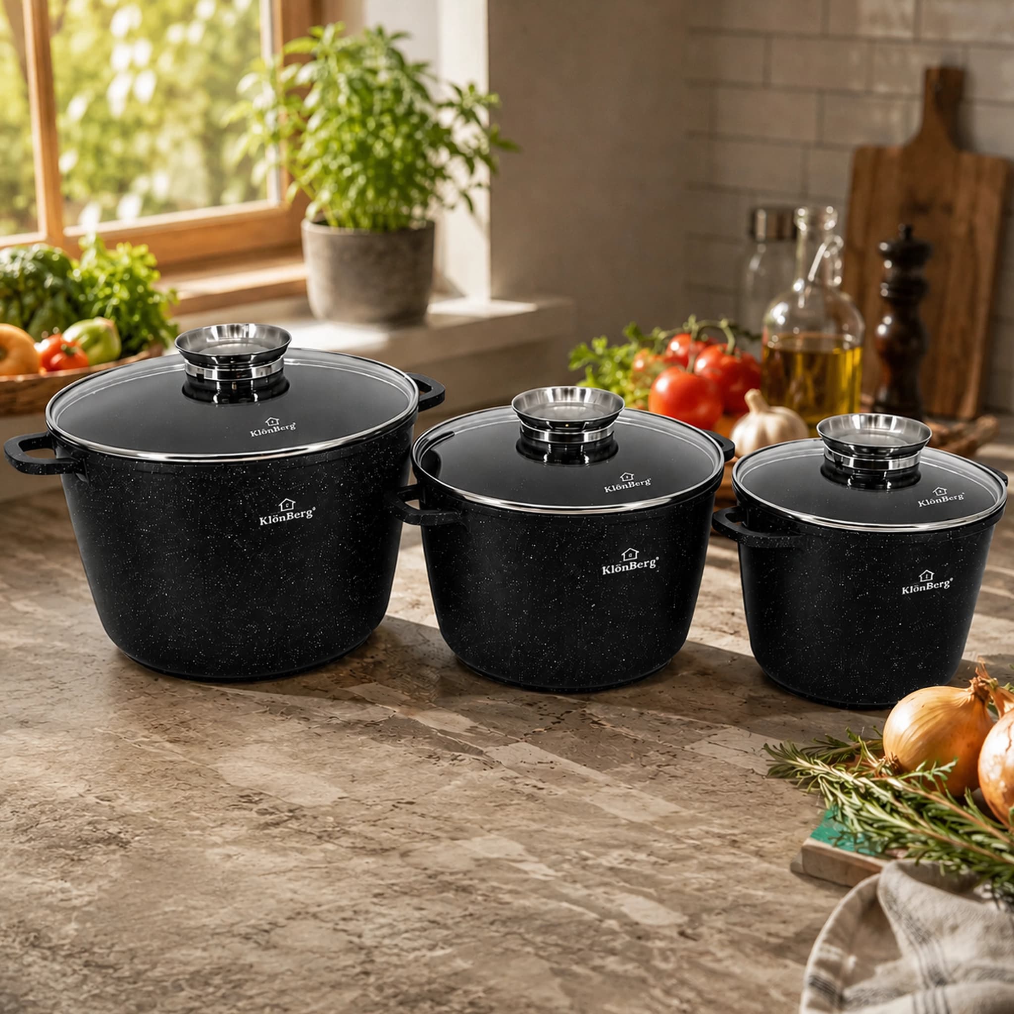 products.photoOf Cast Aluminium Ceramic Marble Pot Set 6 Pcs KB-4041