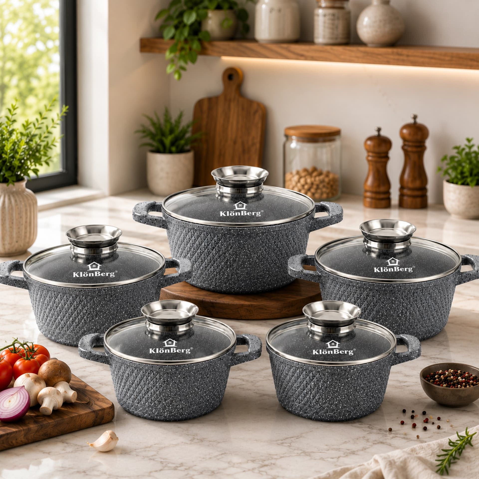 products.photoOf 10-Piece Cast Aluminium Cookware Set with Marble Non-Stick Coating KB-3742