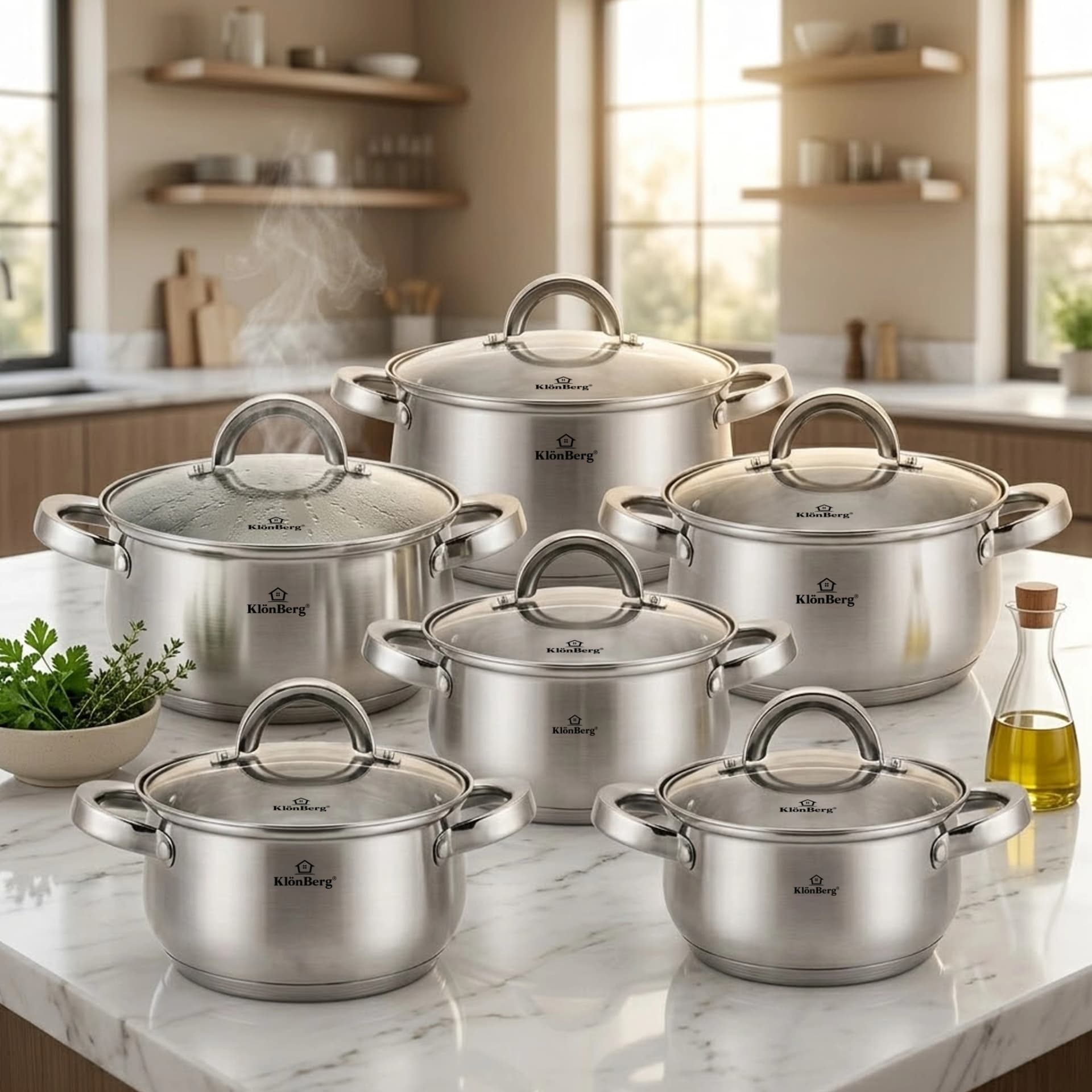 products.photoOf Stainless Steel Cookware Set 12-Piece Premium Pots with Glass Lids KB-2501