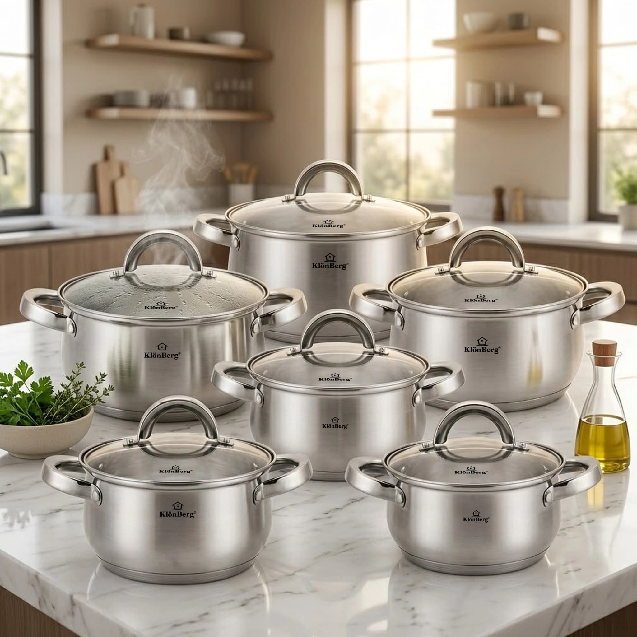 products.photoOf Stainless Steel Cookware Set 12-Piece Premium Pots with Glass Lids KB-2501