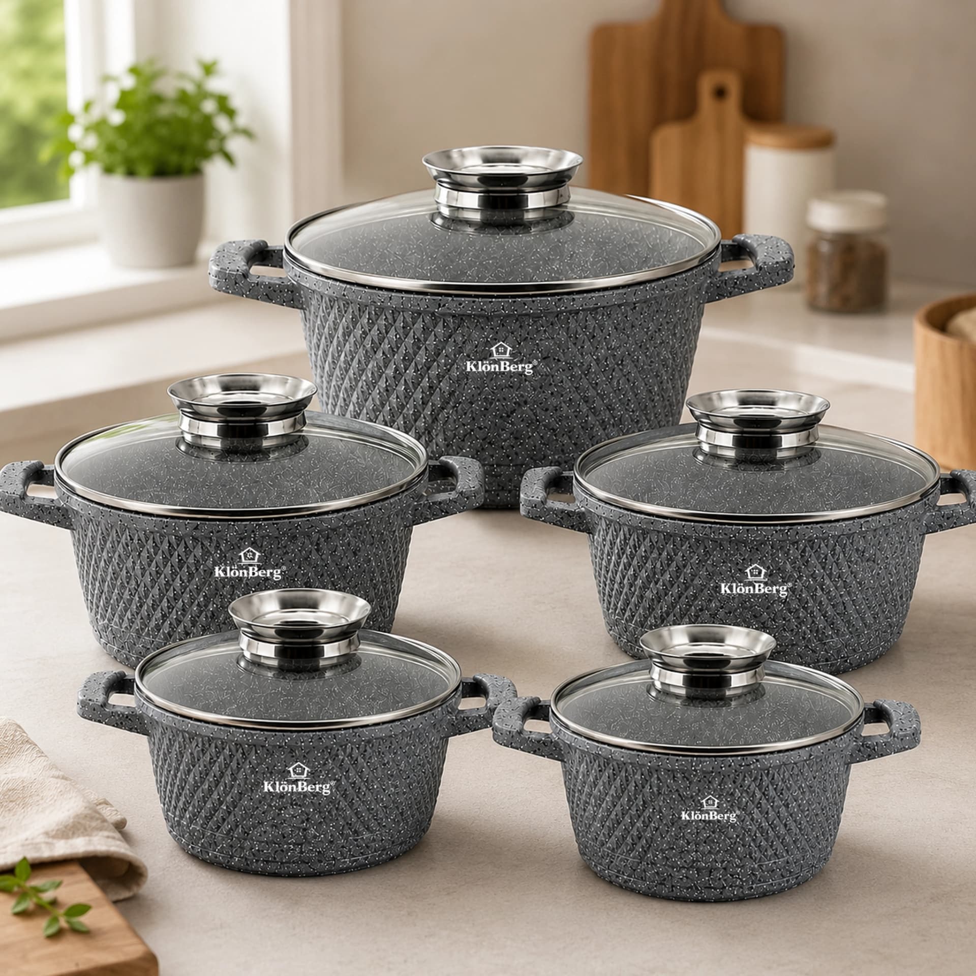 products.photoOf Ceramic Marble Non-Stick Cookware Set 10 Piece KB-3960