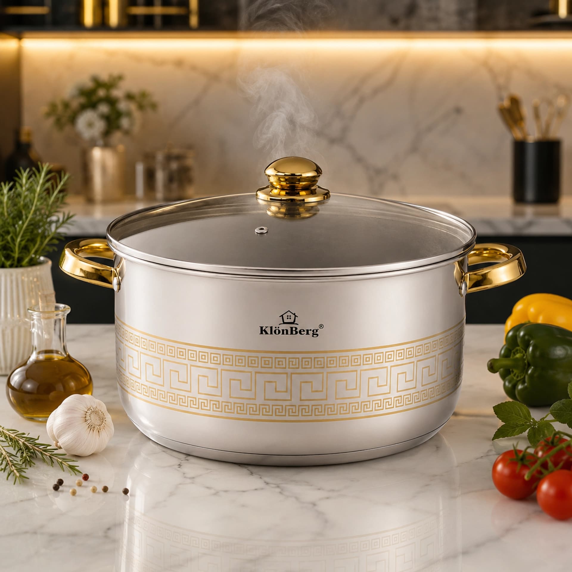 products.photoOf Stainless Steel Stock Pot Set with 5-Layer Base 34cm and 36cm KB-2579