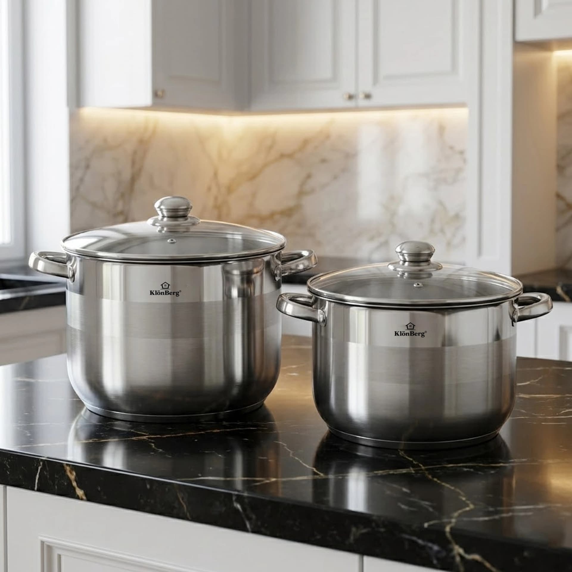 products.photoOf Large Stainless Steel Stock Pot Set with 5-Layer Base 34cm 36cm KB-2576