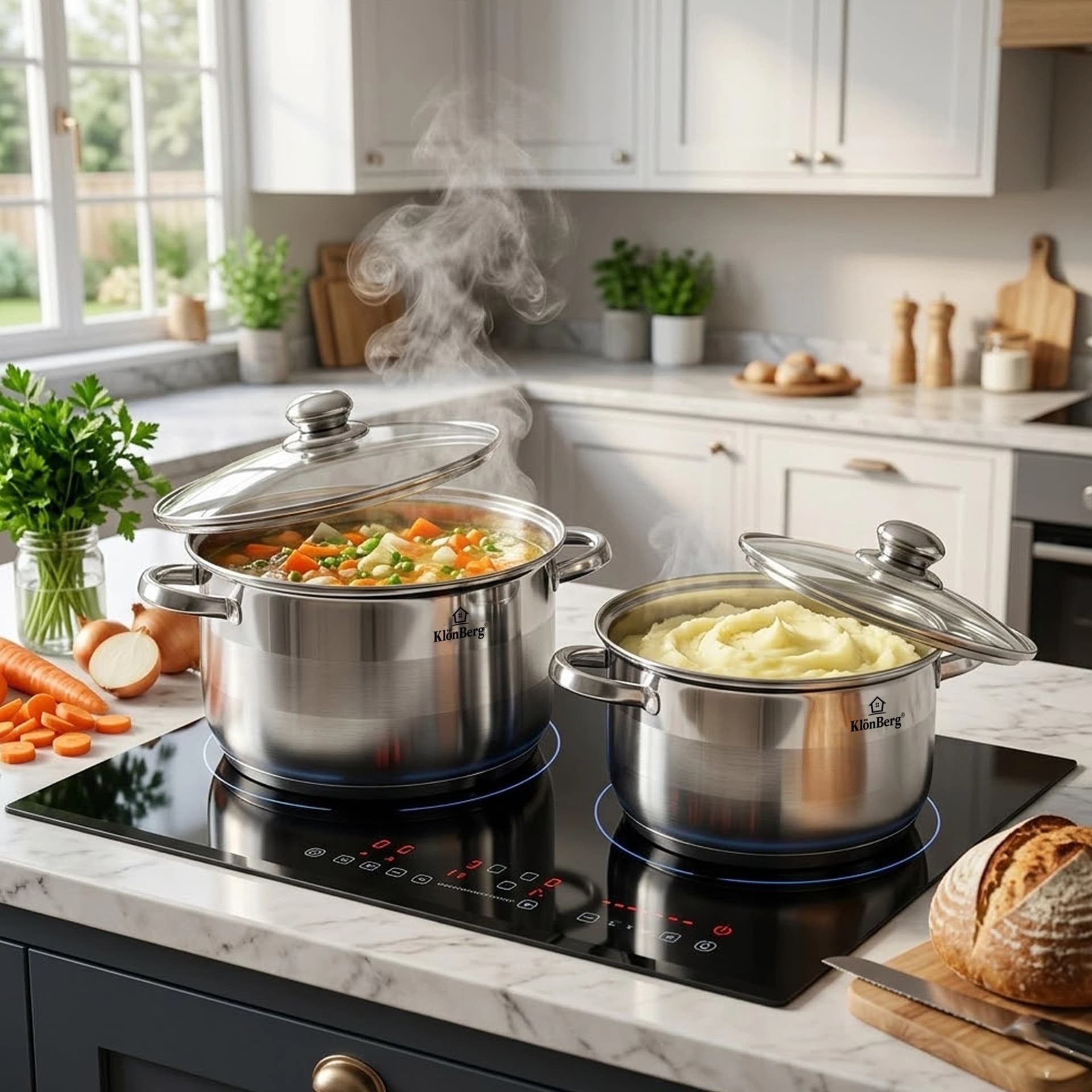 products.photoOf Stainless Steel Pot Set 4 Pcs with Glass Lids and 5 Layer Base KB-2575