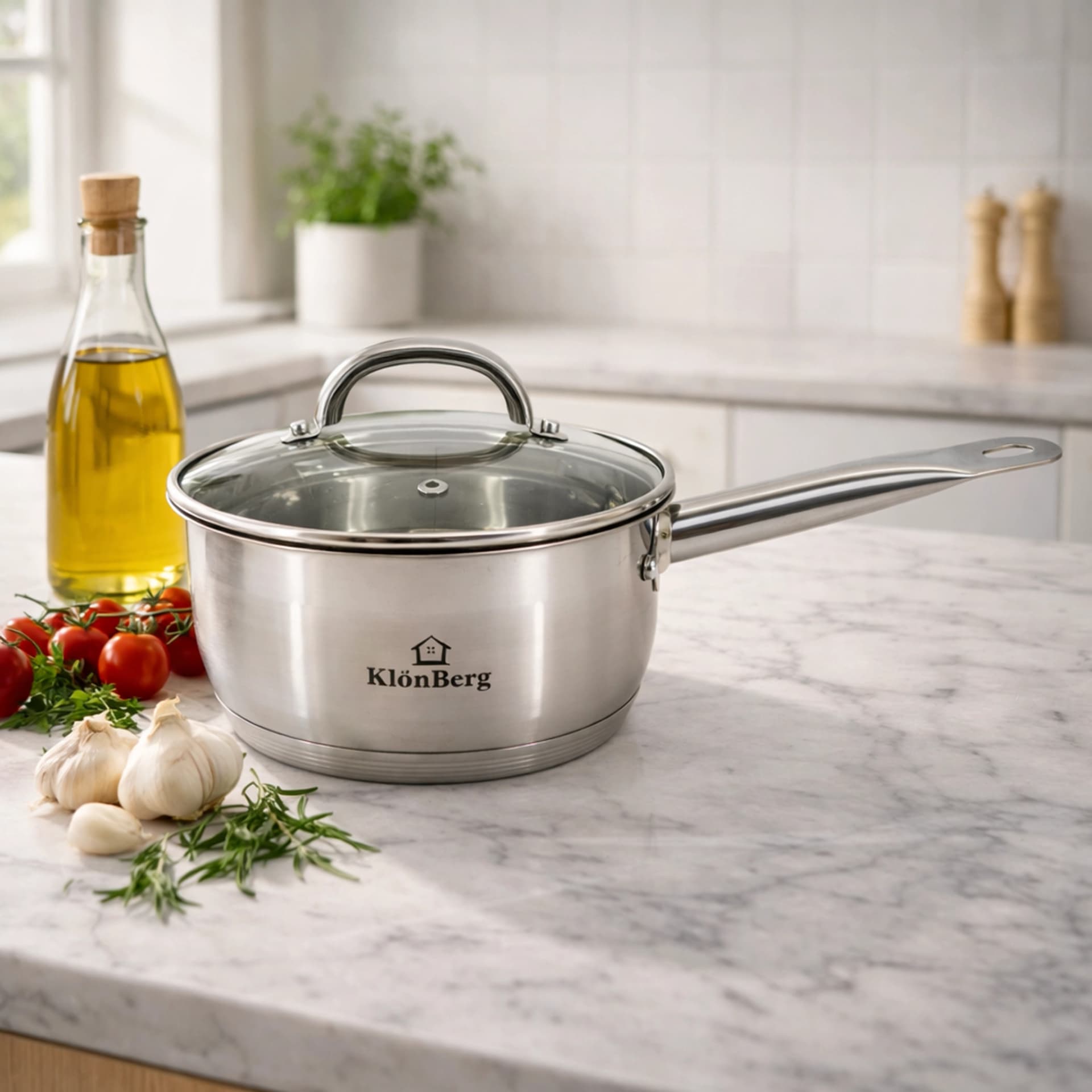 products.photoOf Stainless Steel Saucepan with Glass Lid – 16cm Induction Hob KB-3152