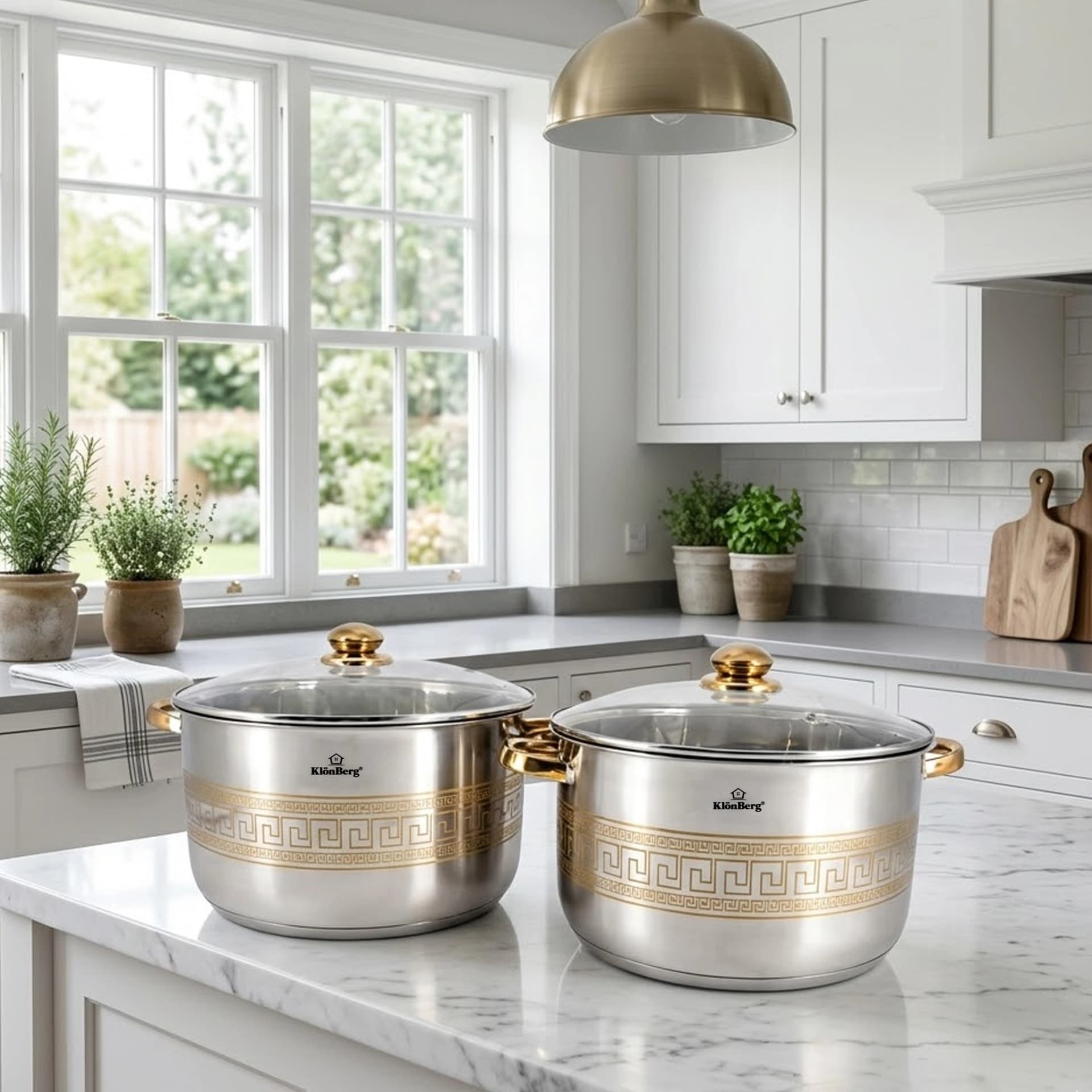 products.photoOf Stainless Steel Stock Pot Set with 5-Layer Base 34cm and 36cm KB-2579