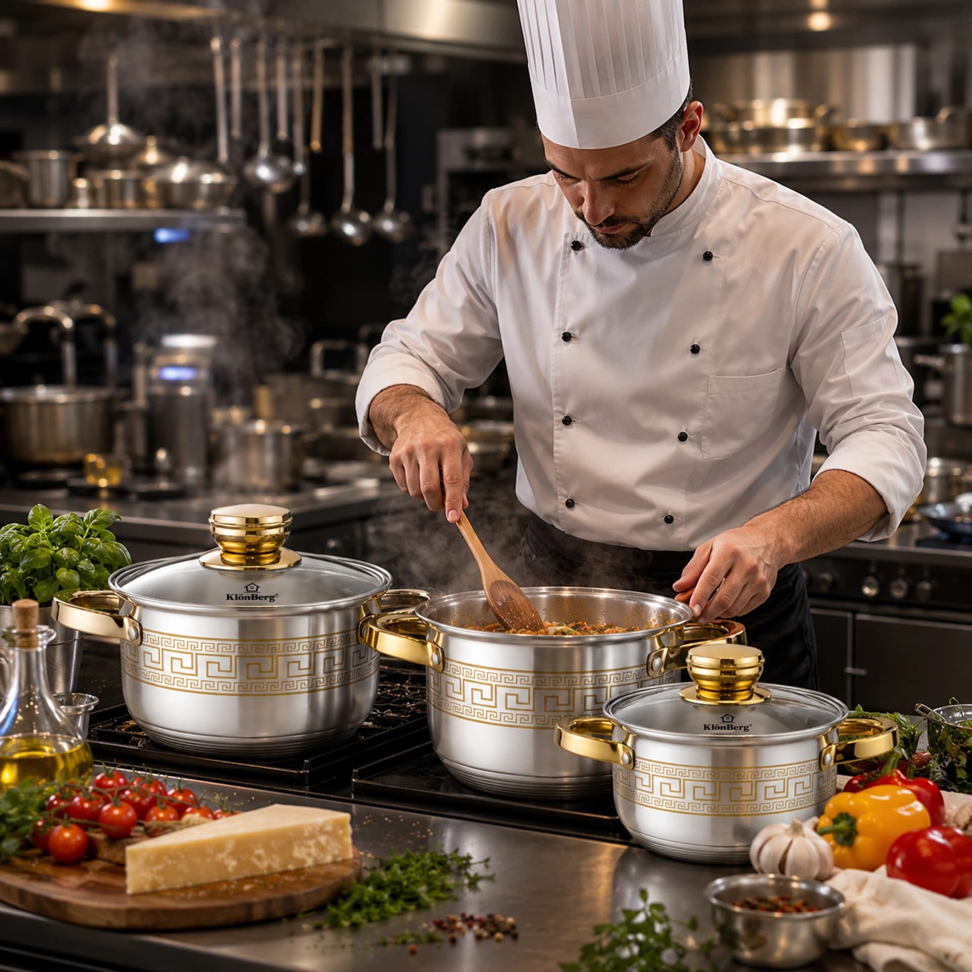 products.photoOf Stainless Steel 6-Piece Stock Pot Set with Glass Lids for Induction Hobs KB-3047