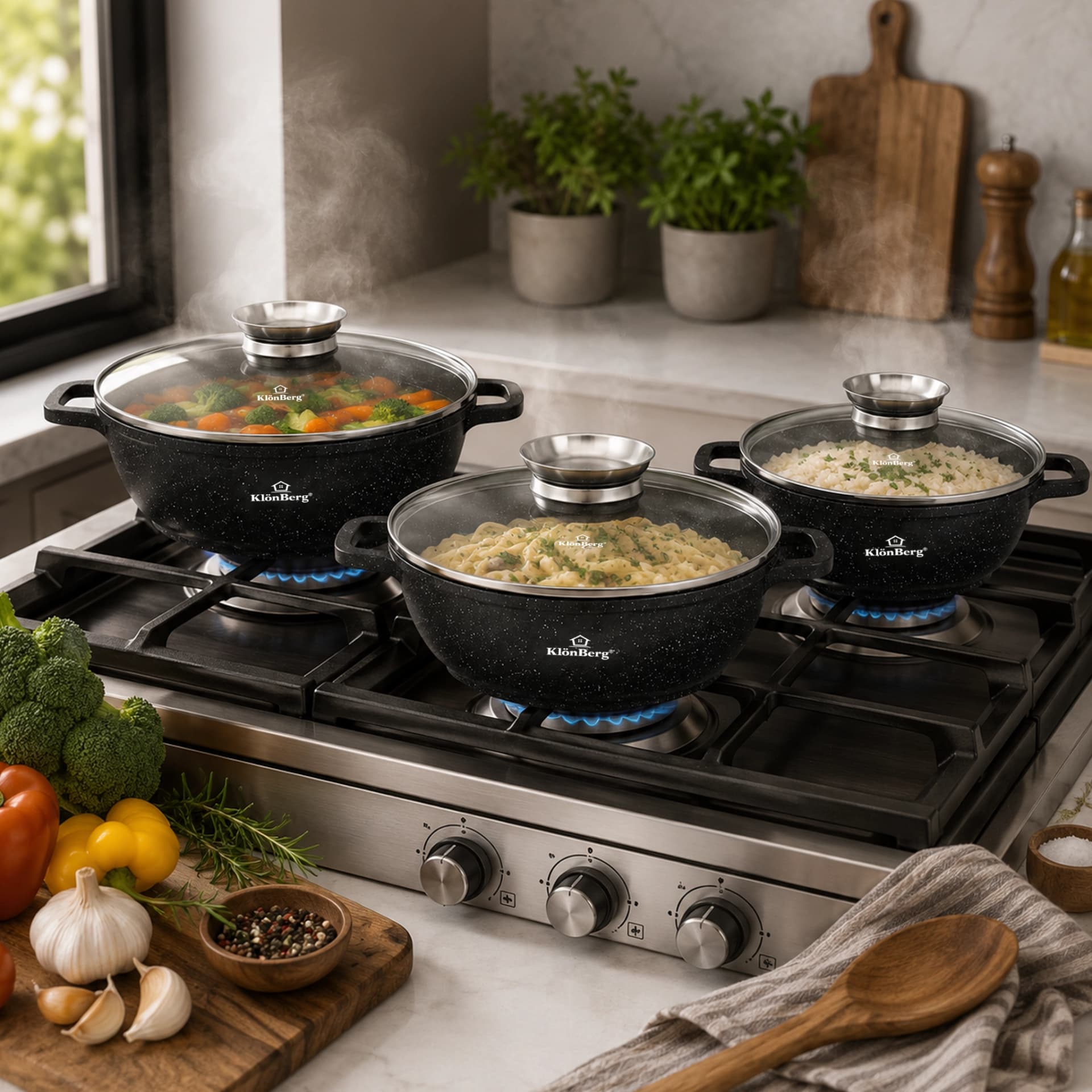 products.photoOf Cast Aluminium Marble Ceramic Cookware Set 6pcs with Aroma Knob KB-4051