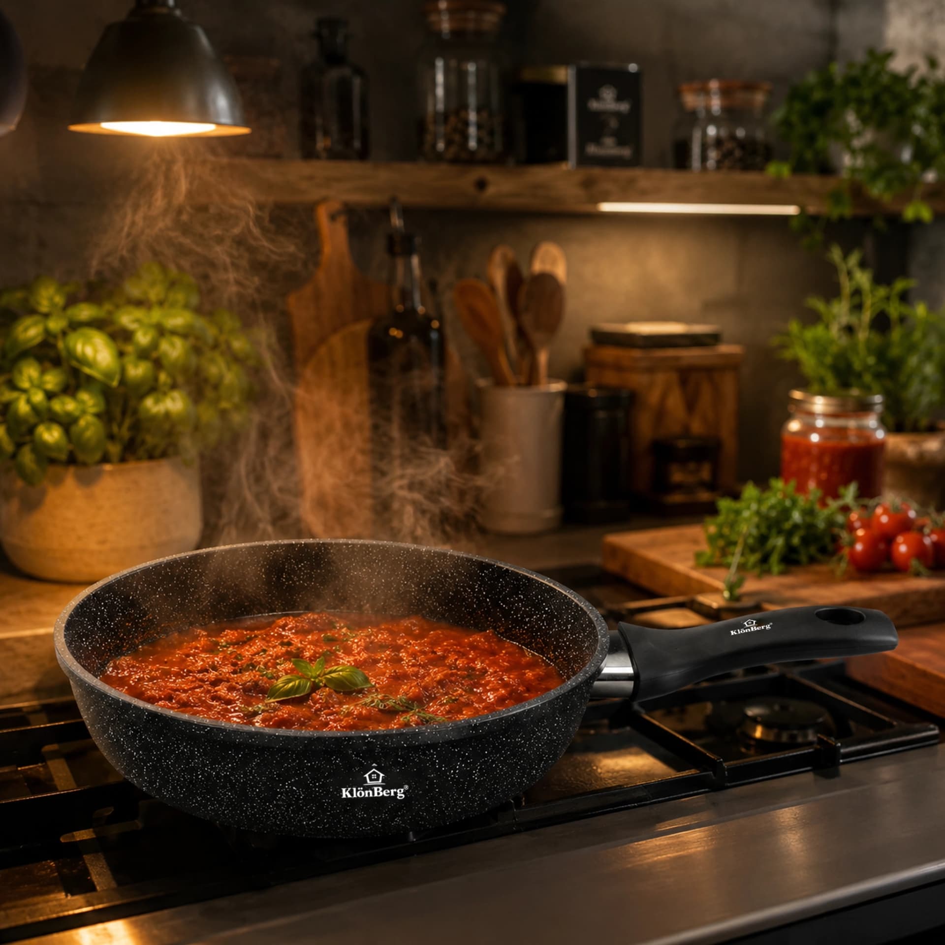 products.photoOf Frying Pan 24cm Non-Stick Marble Coating 2.2L Induction Compatible KB-8605